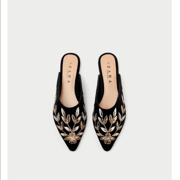 Velvet embroidered mules Clearance